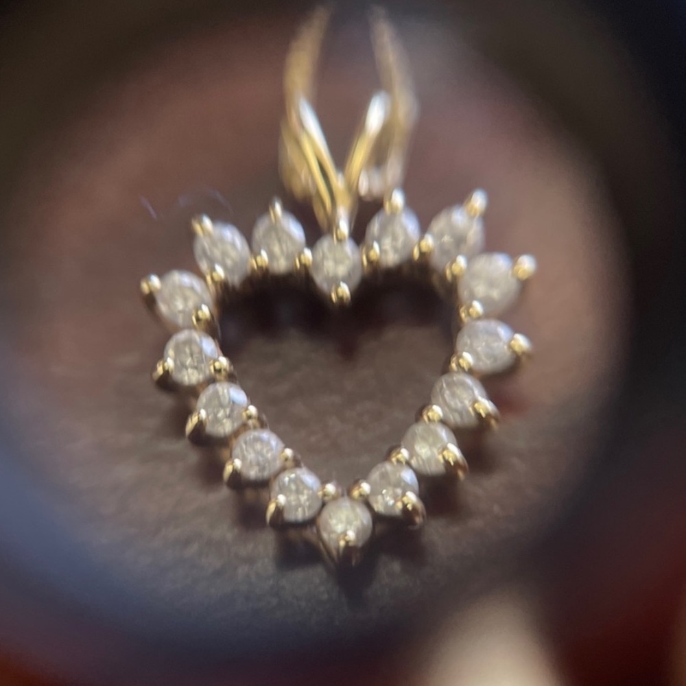 10k Gold and cz Diamond Heart Pendant + 14k gold Chain